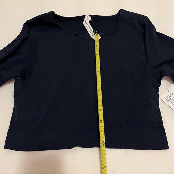 Lululemon Ebb to Street Long Sleeve True Navy Ribbed cropped size 10 NWT sports - Picture 11 of 16